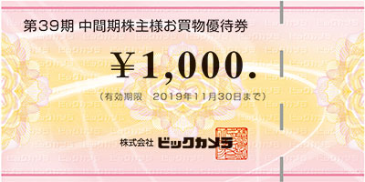 ビックカメラ買い物優待券