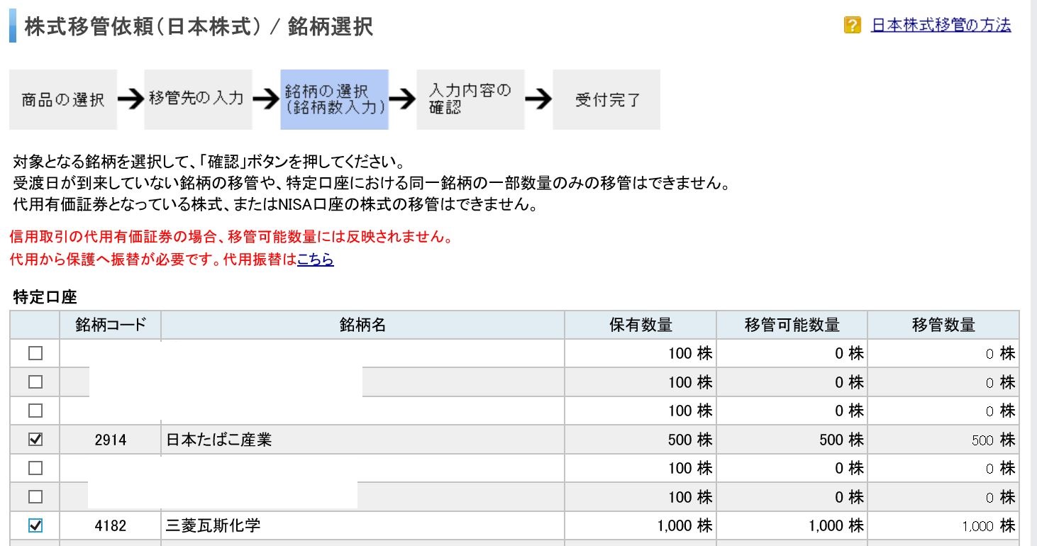 図解入り説明 楽天証券からsmbc日興証券に株式移管するやり方