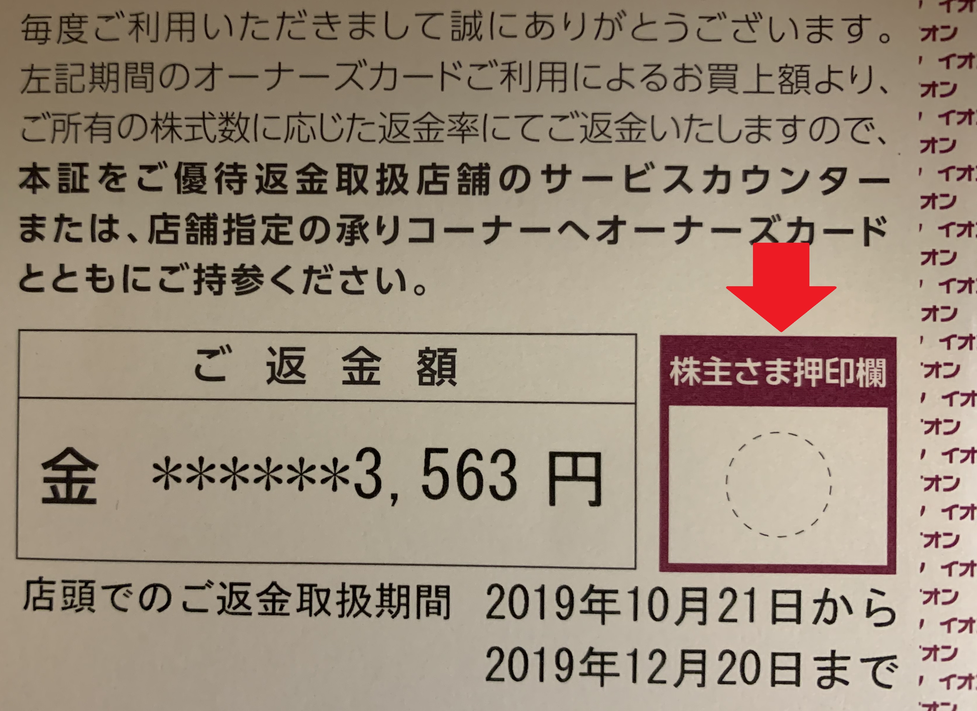 優待返金引換証