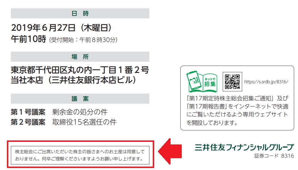 三井住友ファイナンスグループ 株主総会招集通知書