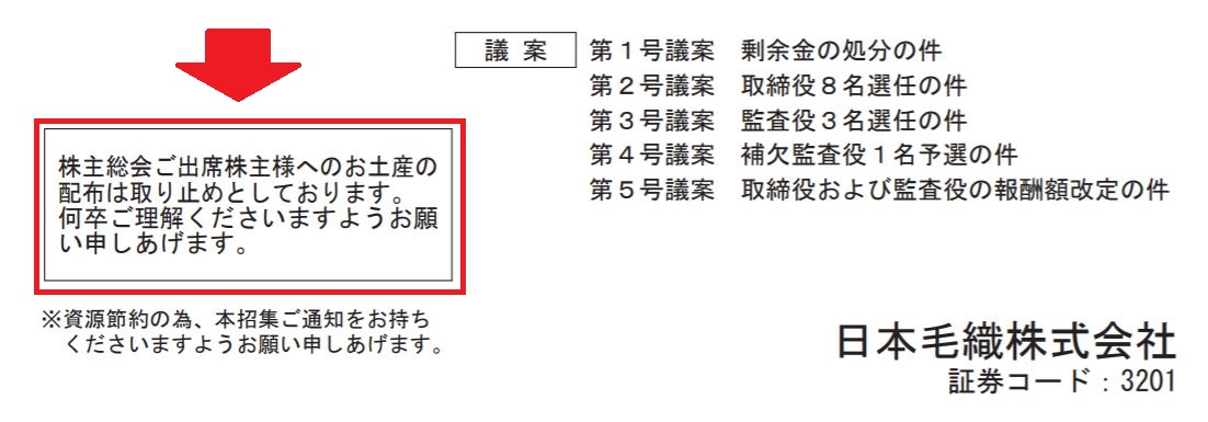 ニッケ(3201)からの株主総会招集通知書