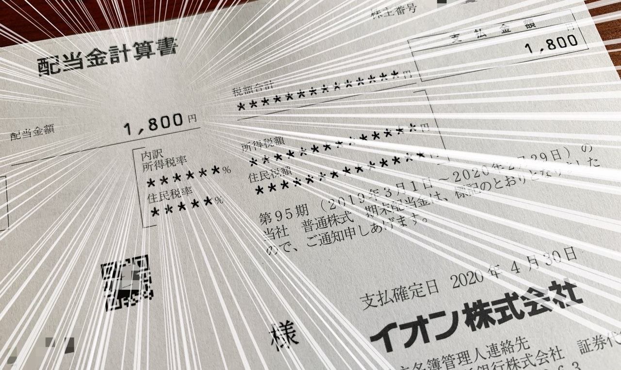 イオンからの配当金計算書