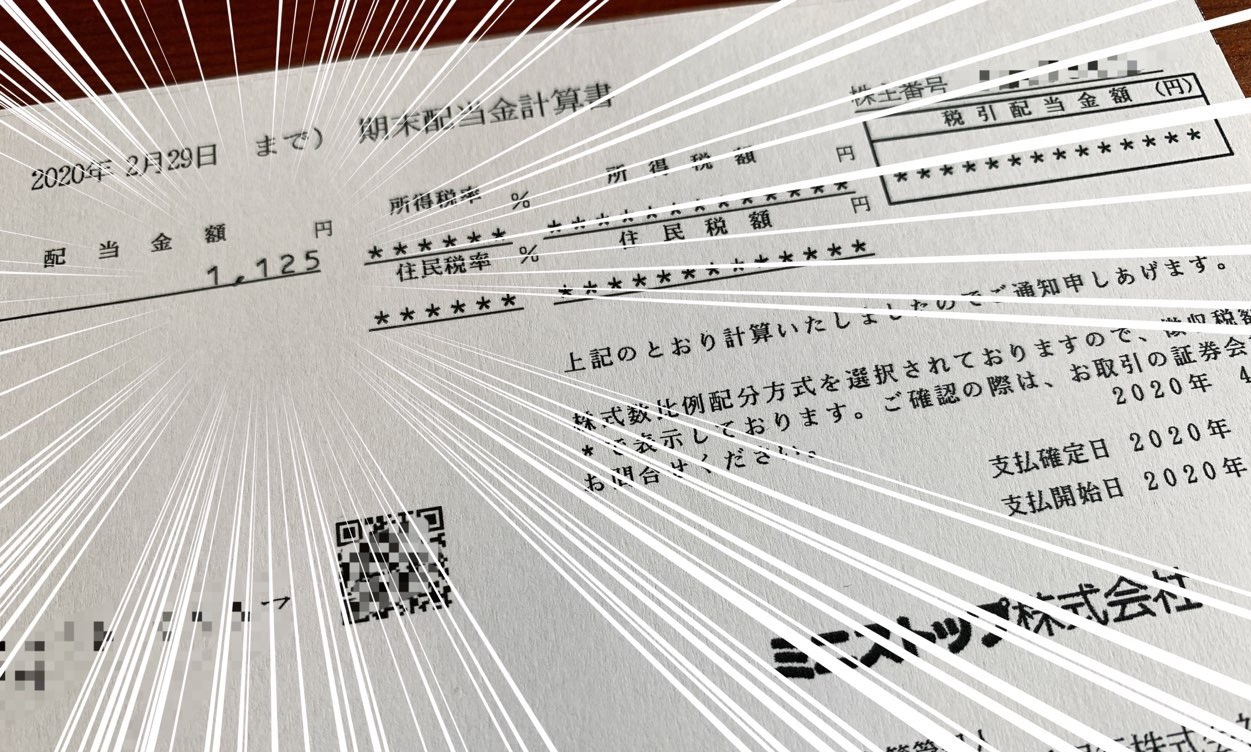 ミニストップの配当金計算書