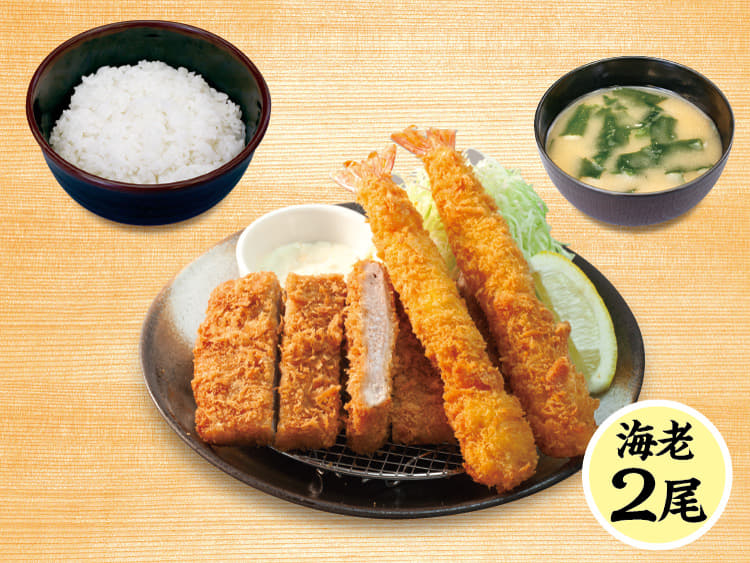 大判ヒレかつ&海老フライ（2尾）定食