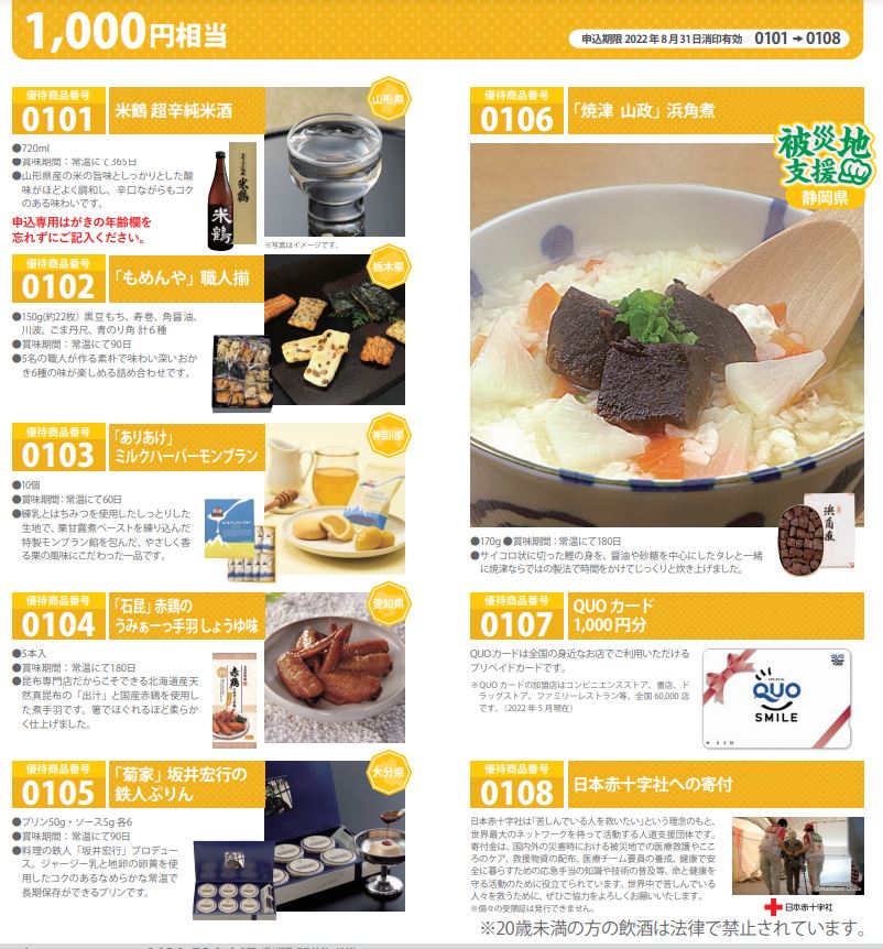 ヨロズの1000円相当の株主優待品