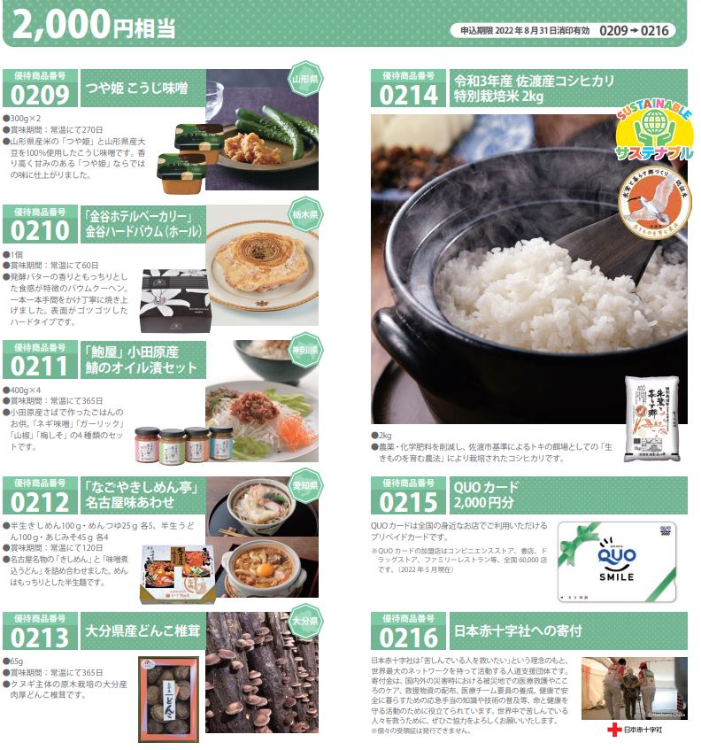 ヨロズの2000円相当の株主優待品