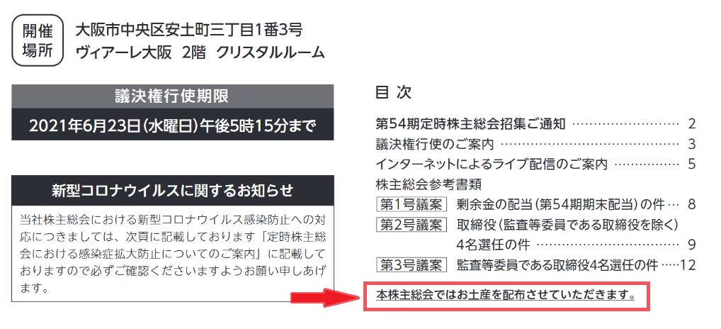 株主総会のお土産
