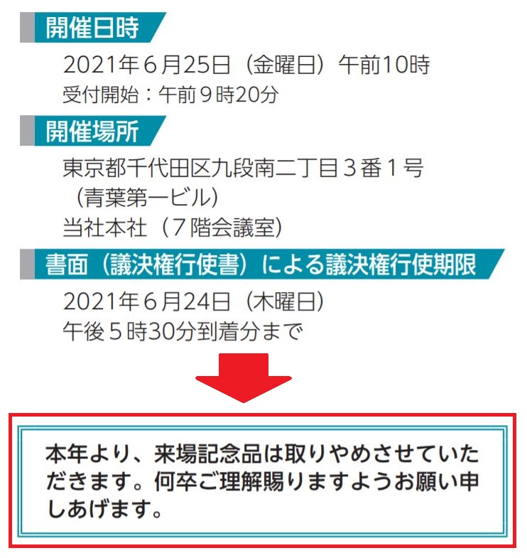 GSIクレオスの株主総会お土産
