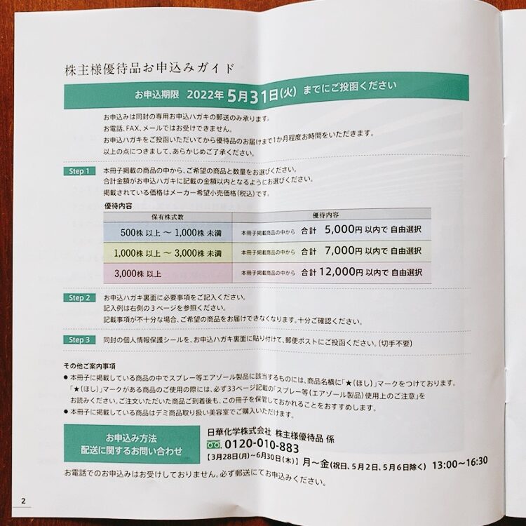 日華化学の株主優待カタログ内容