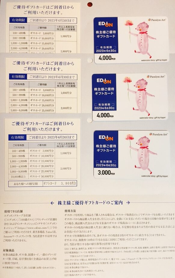 エディオンの株主優待ギフト