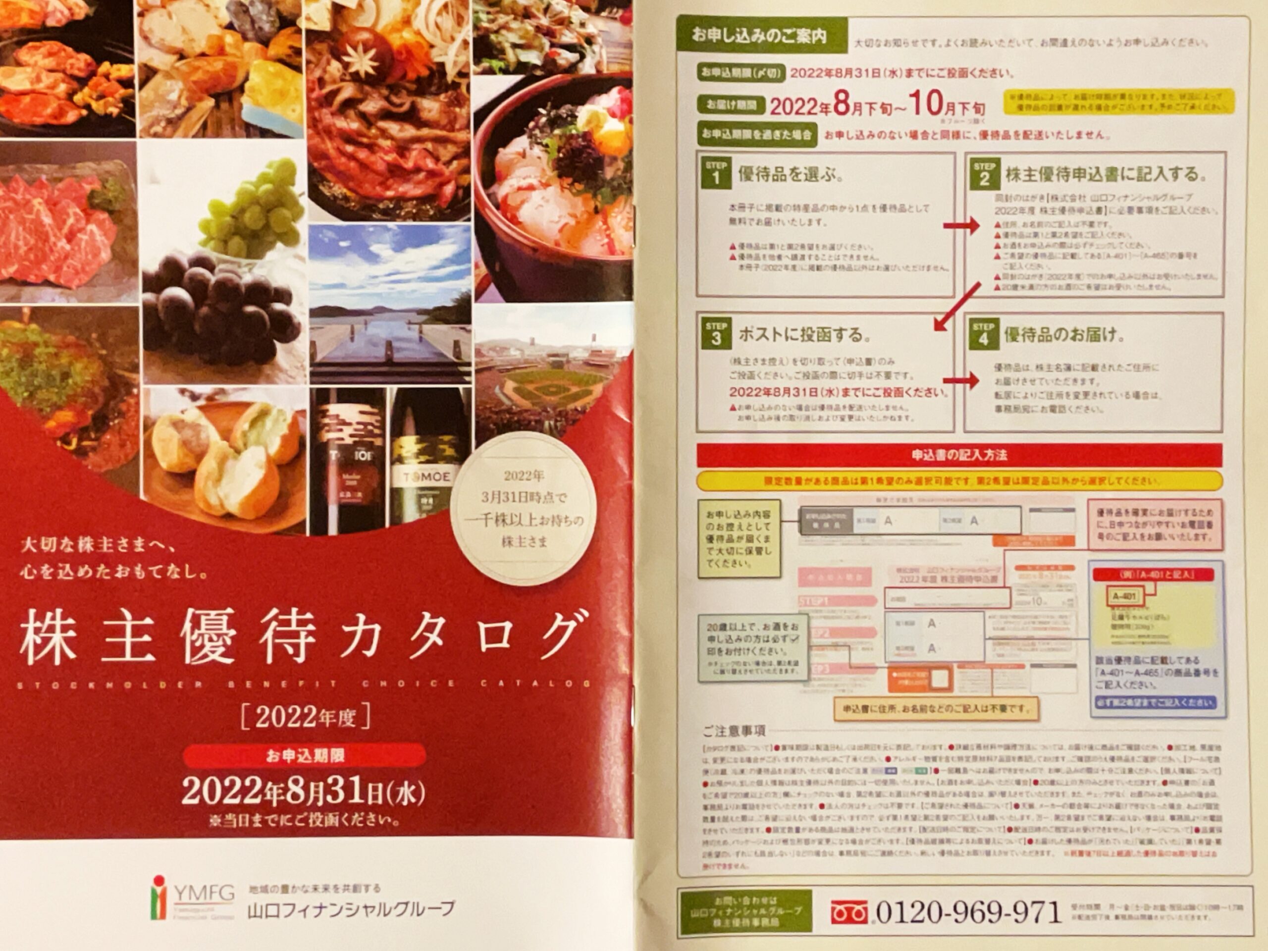 2022年の山口FG株主優待カタログ（1000株）