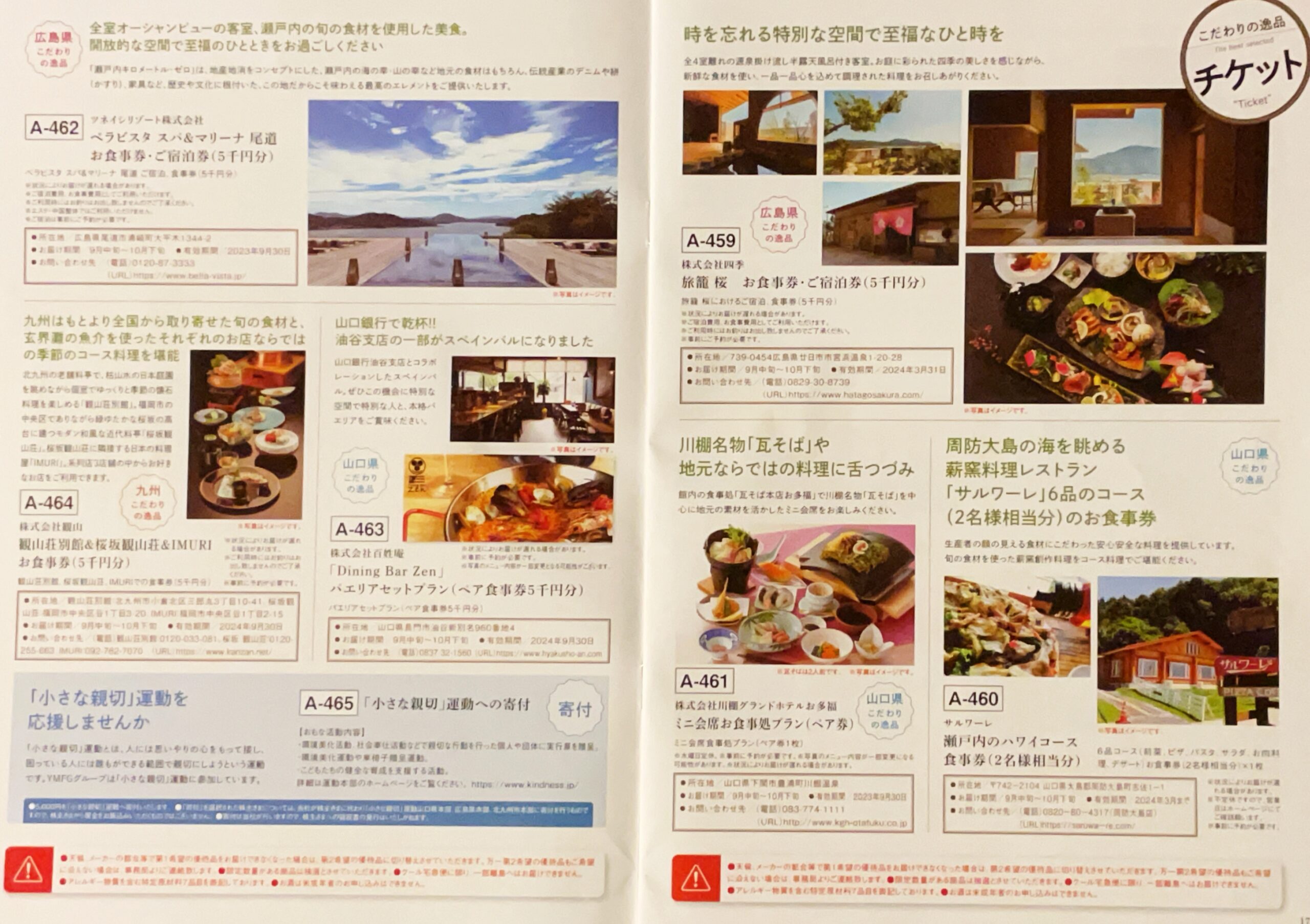 2022年の山口FG株主優待カタログ（1000株）