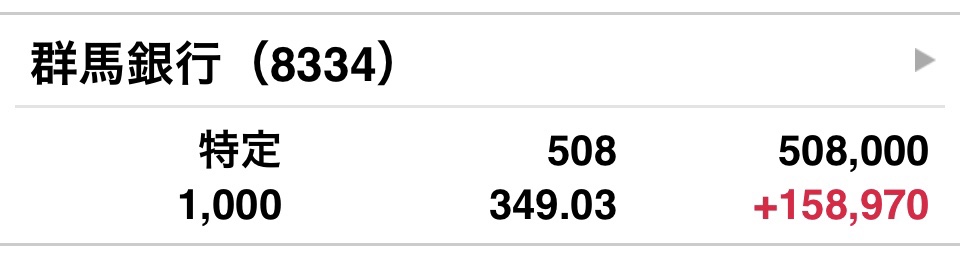 群馬銀行1000株保有中