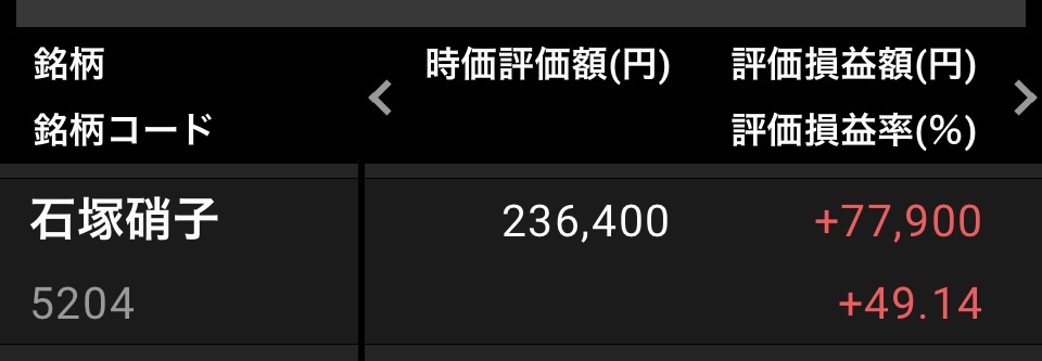 石塚硝子株の保有状況