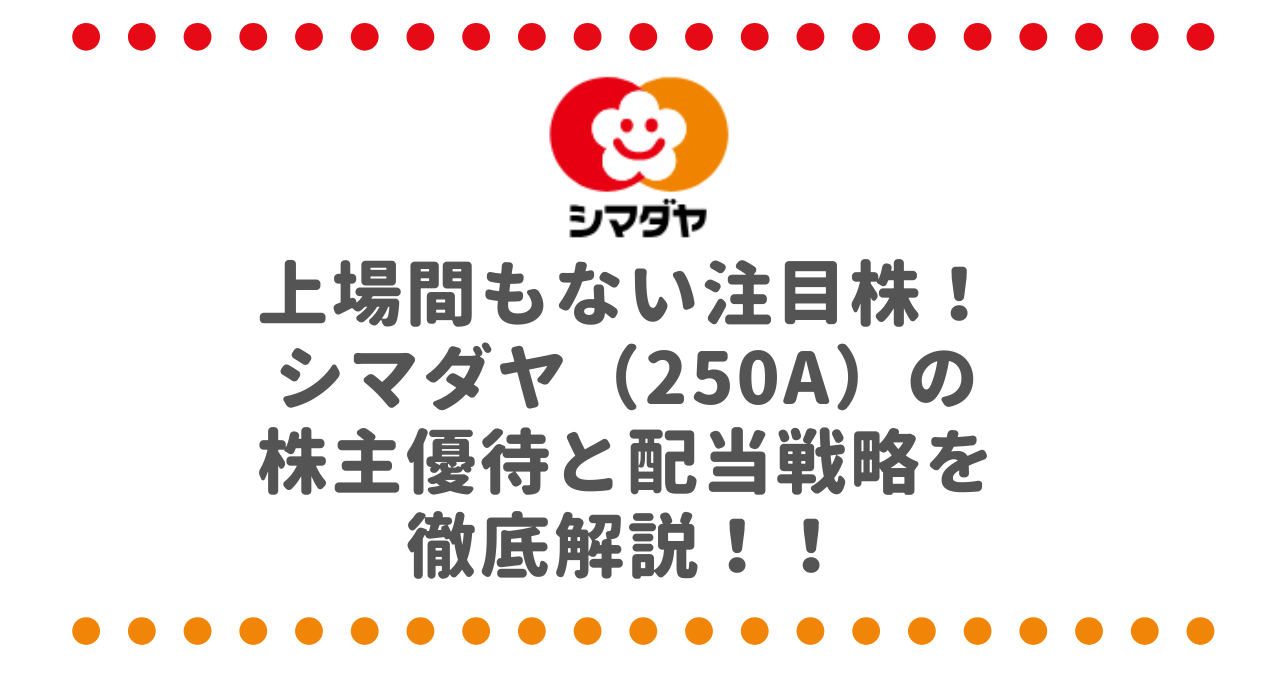 上場間もない注目株！シマダヤ（250A）の株主優待と配当戦略を徹底解説