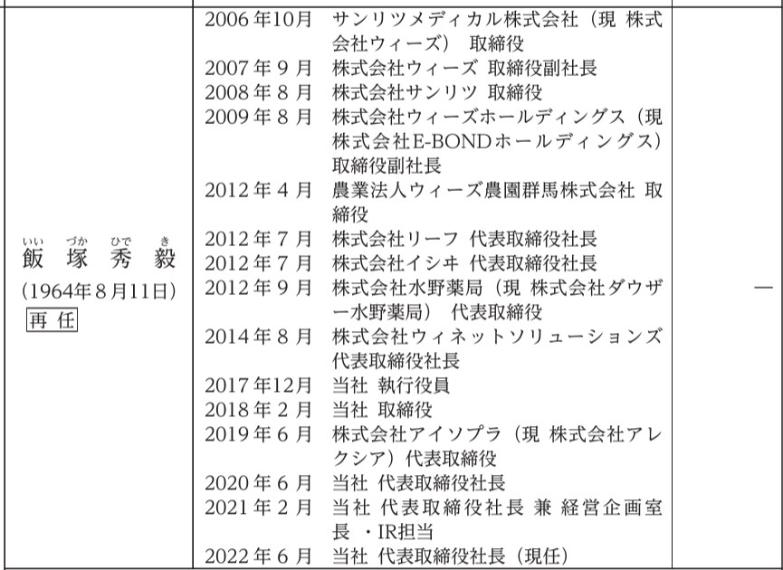 ソフィアホールディングスの社長経歴