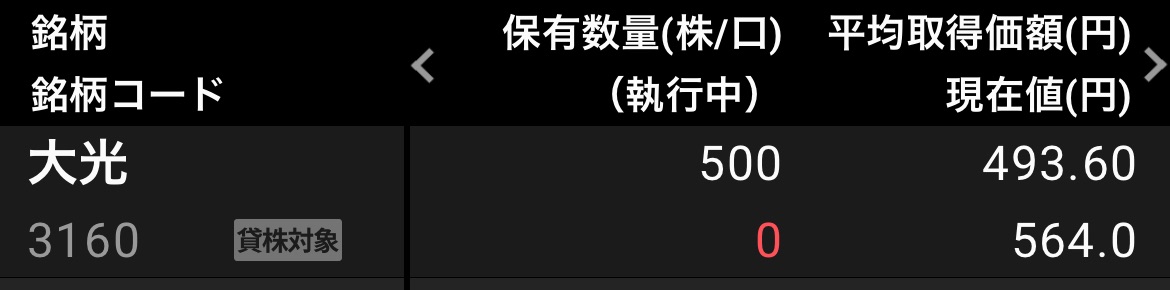 大光の保有状況