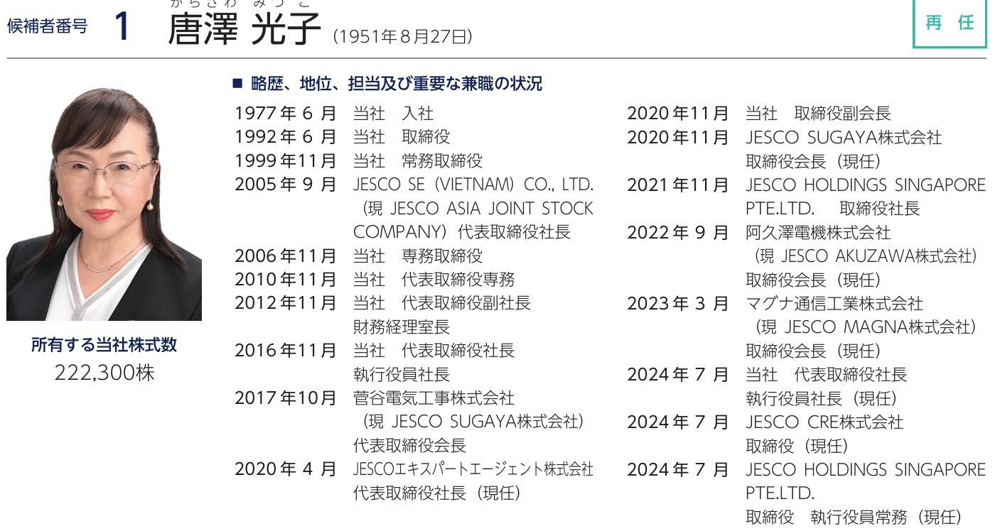 JASCOホールディングスの社長経歴