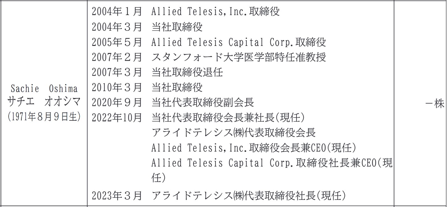 アライドテレシスの社長経歴