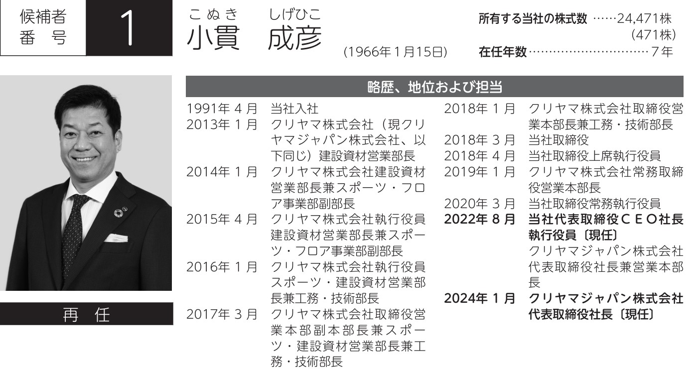 クリヤマホールディングスの社長経歴