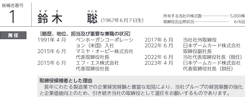 ゲームカードの社長経歴