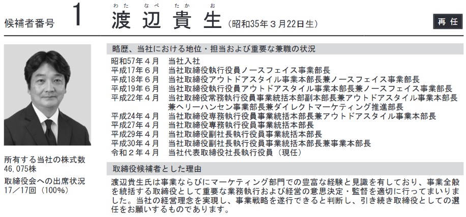 ゴールドウインの社長経歴