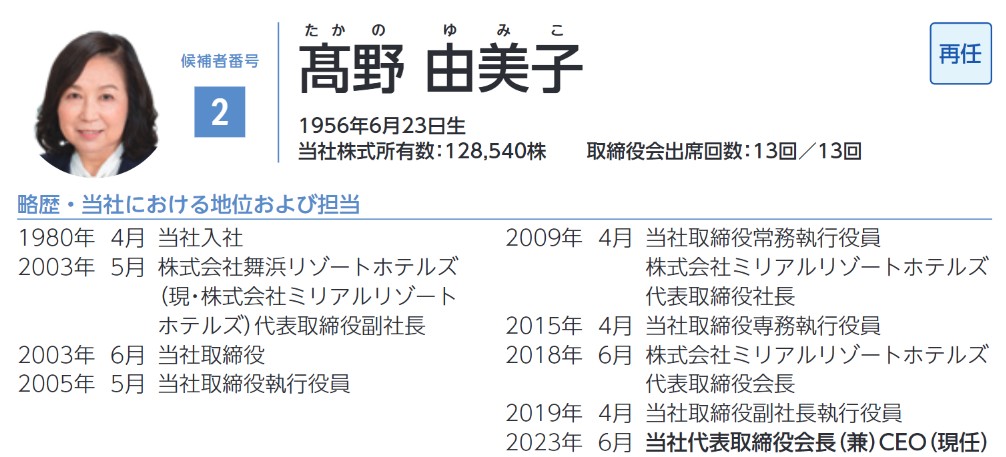 オリエンタルランドの社長経歴